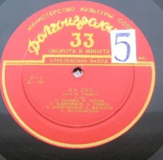 М. ГОРЬКИЙ (1868–1936): «На дне», спектакль (МХАТ СССР)