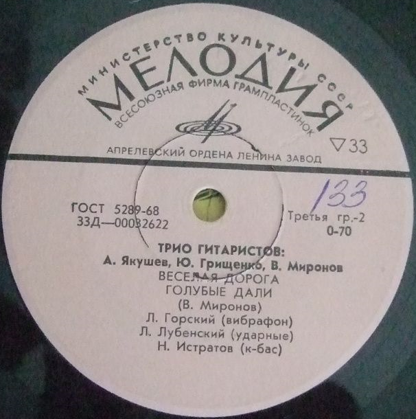 Трио гитаристов: А. Якушев, Ю. Грещенко, В. Миронов