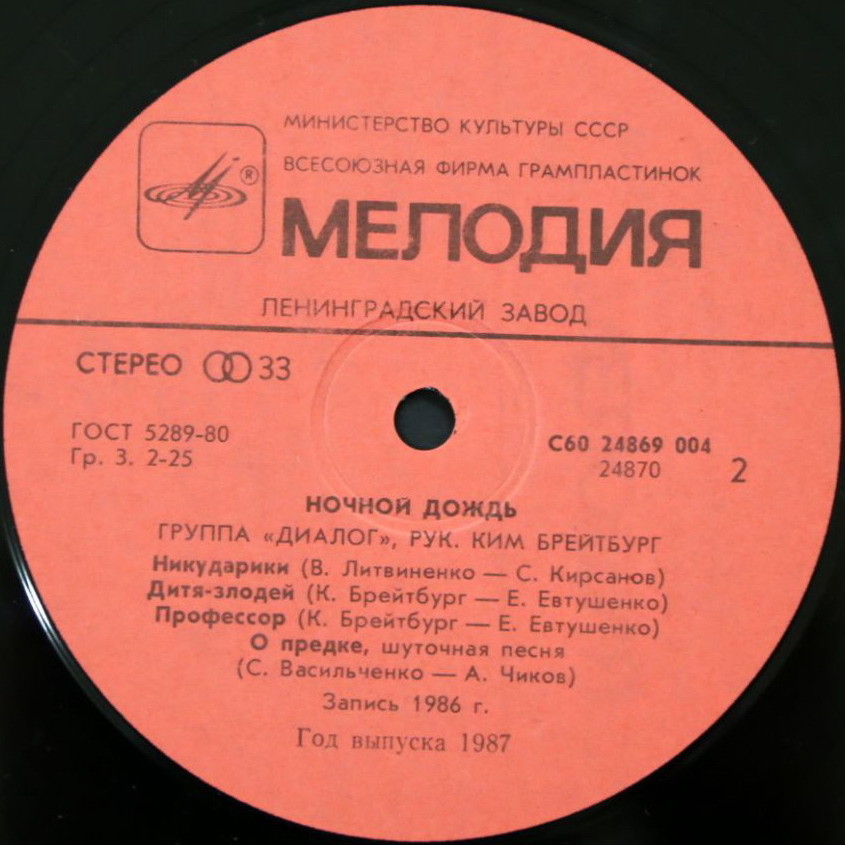 Группа «Диалог». Ночной дождь
