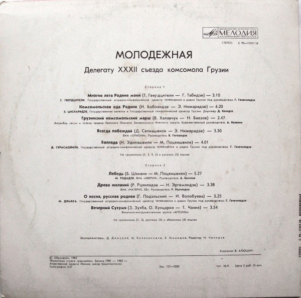 Молодежная. Делегату XXXII съезда комсомола Грузии