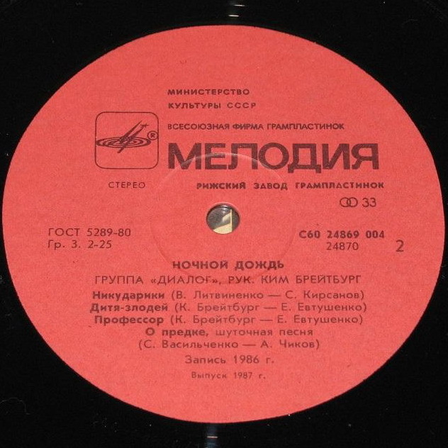 Группа «Диалог». Ночной дождь