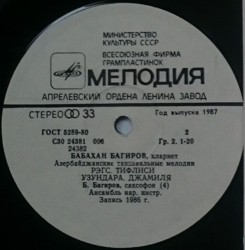 Бабахан БАГИРОВ (кларнет). Танцевальные мелодии