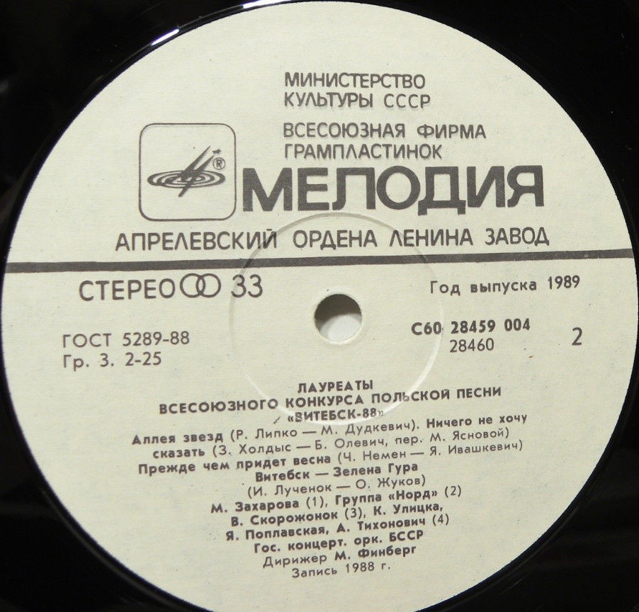 ЛАУРЕАТЫ ВСЕСОЮЗНОГО КОНКУРСА ПОЛЬСКОЙ ПЕСНИ «ВИТЕБСК-88»