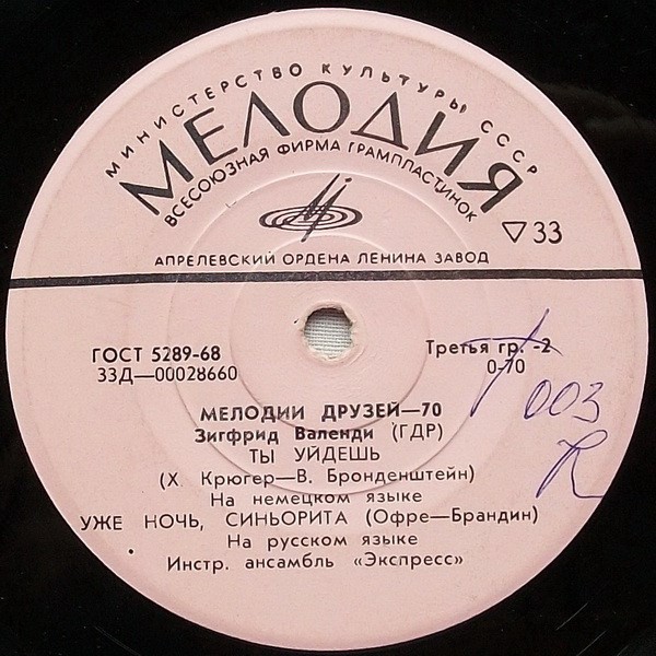 Мелодии друзей - 70. Зигфрид ВАЛЕНДИ (ГДР)
