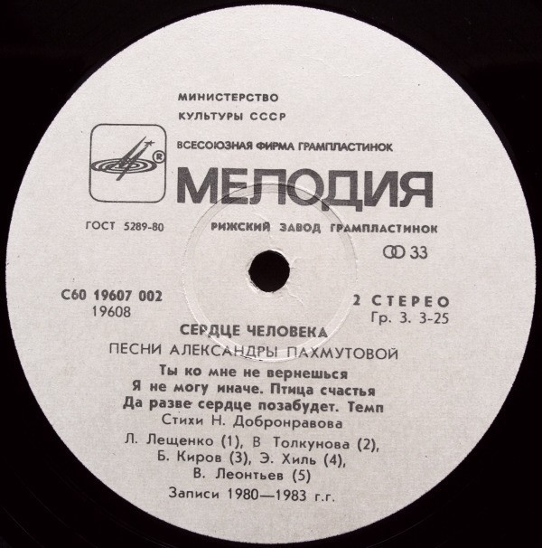 "Сердце человека". Песни Александры Пахмутовой