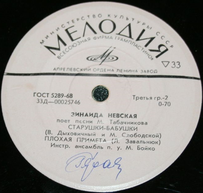 Зинаида НЕВСКАЯ - Песни М. ТАБАЧНИКОВА (1913)