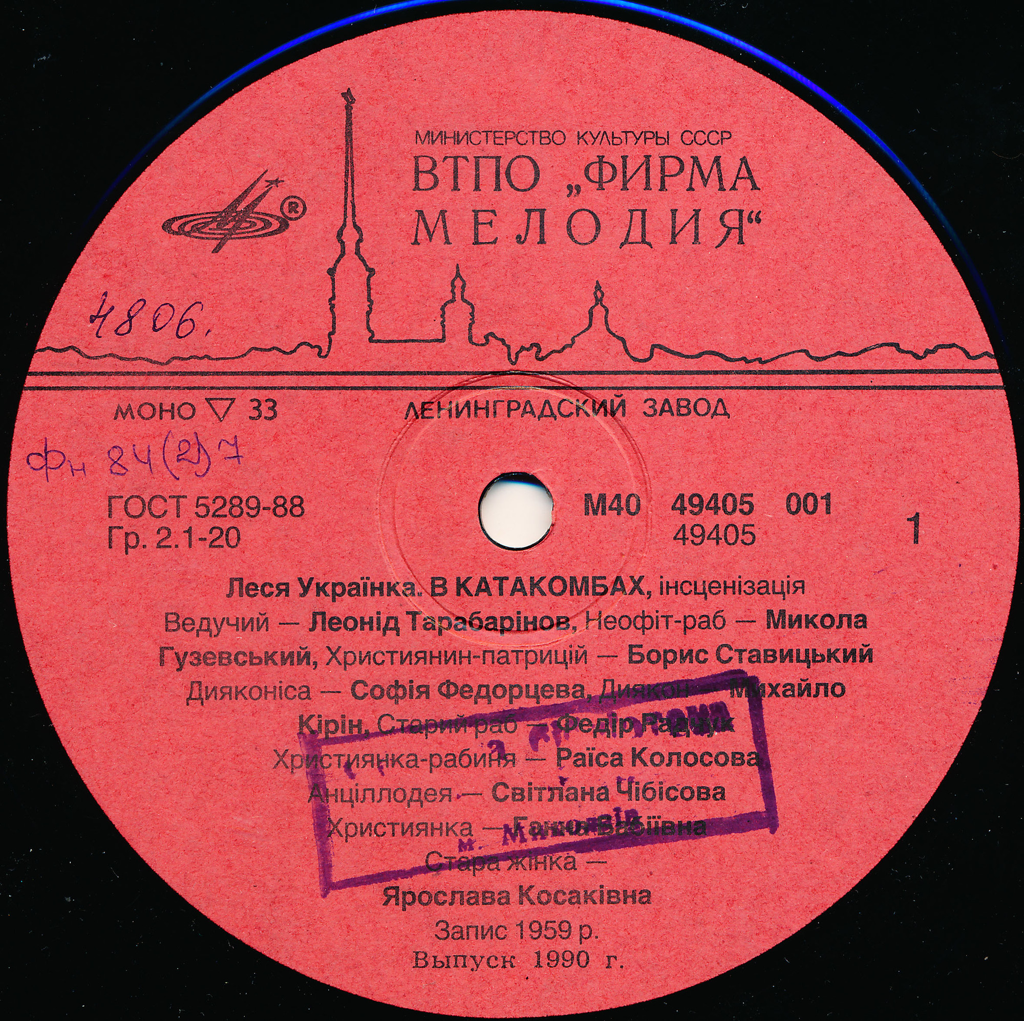 ЛЕСЯ УКРАИНКА (1871-1913): В катакомбах (инсценировка).