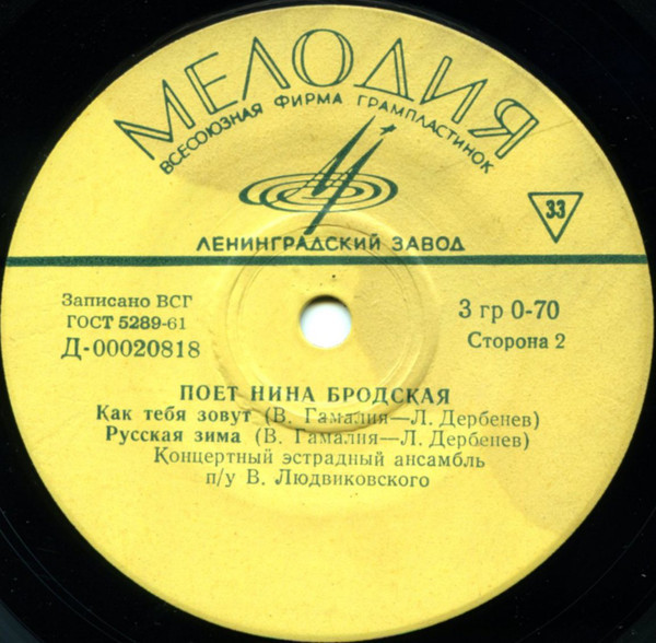 Поёт Нина БРОДСКАЯ