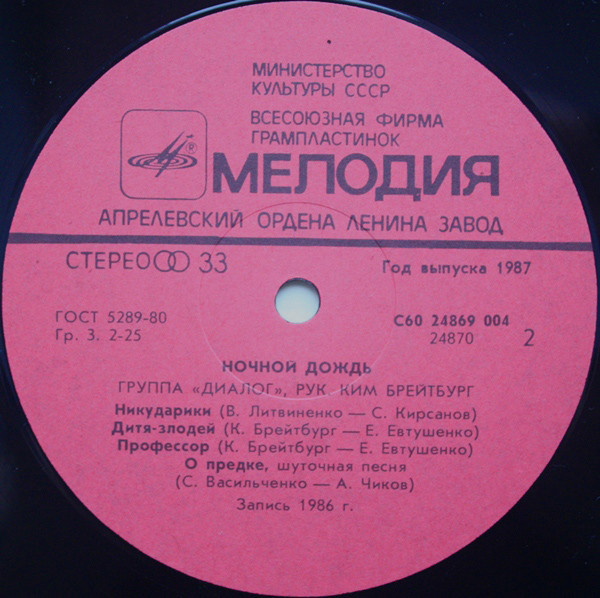 Группа «Диалог». Ночной дождь