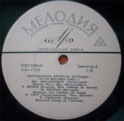 Зарубежные артисты эстрады - гости Москвы (1965 г.)