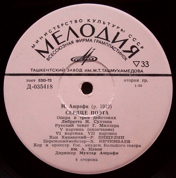 Мухтар АШРАФИ (1912—1975): «Сердце поэта», опера в трех действиях