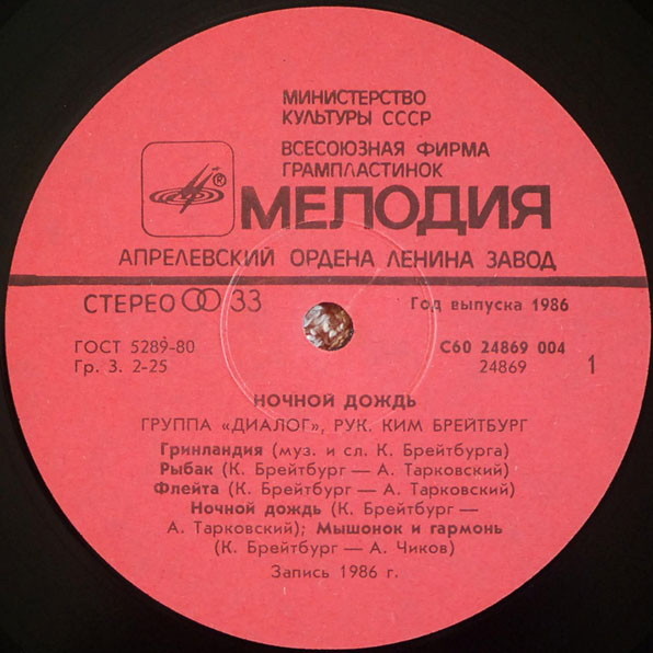 Группа «Диалог». Ночной дождь