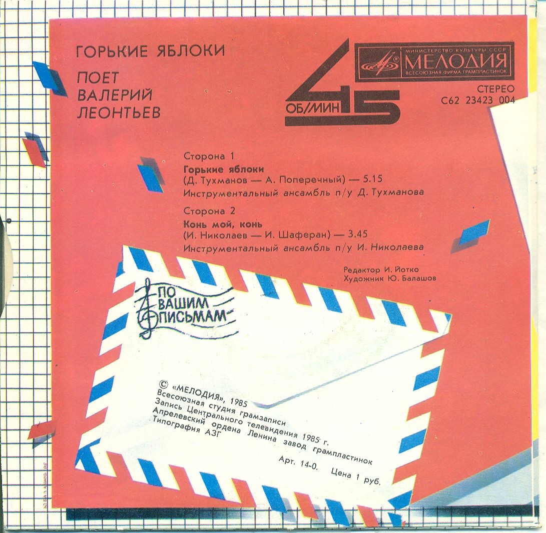 По вашим письмам. «Горькие яблоки». Поёт Валерий Леонтьев