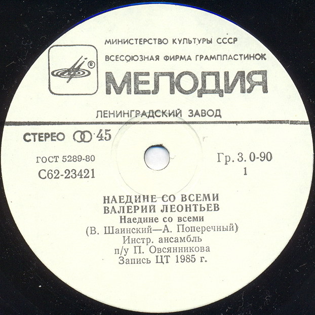 По вашим письмам. «Наедине со всеми». Поет Валерий Леонтьев