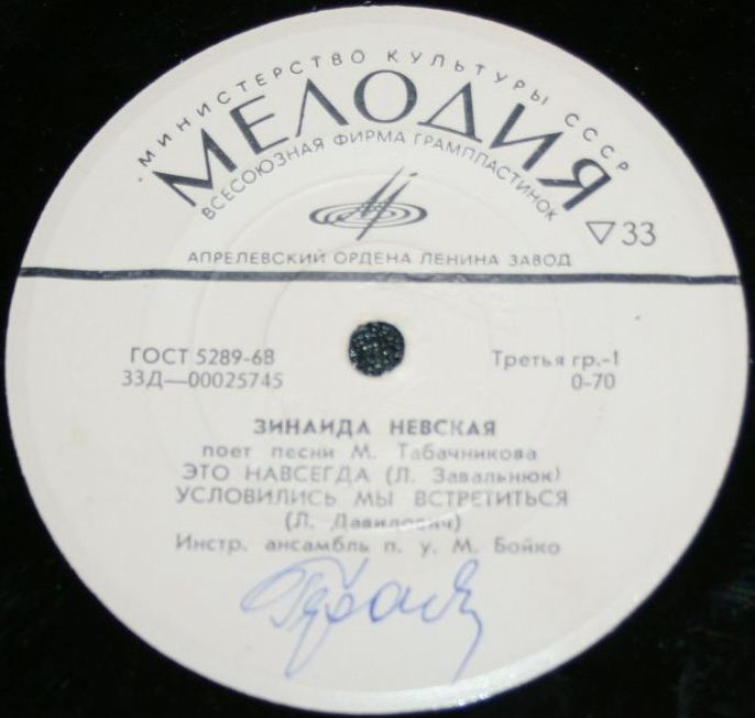 Зинаида НЕВСКАЯ - Песни М. ТАБАЧНИКОВА (1913)