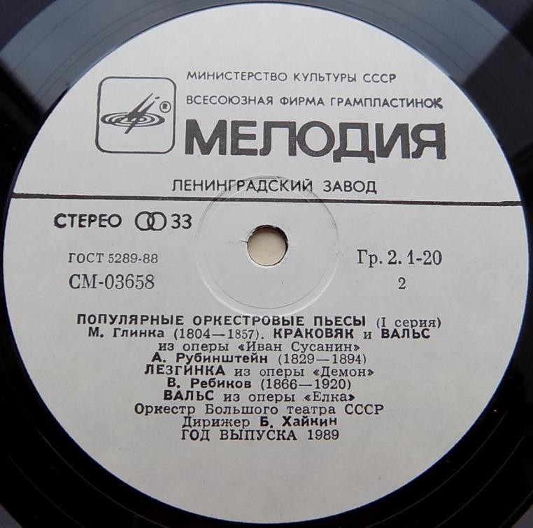 ПОПУЛЯРНЫЕ ОРКЕСТРОВЫЕ ПЬЕСЫ (I серия) — Б. Хайкин