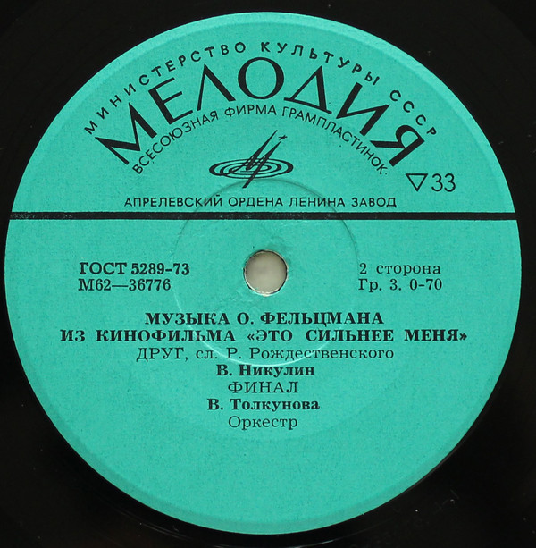 Музыка О. Фельцмана из кинофильма "Это сильнее меня"