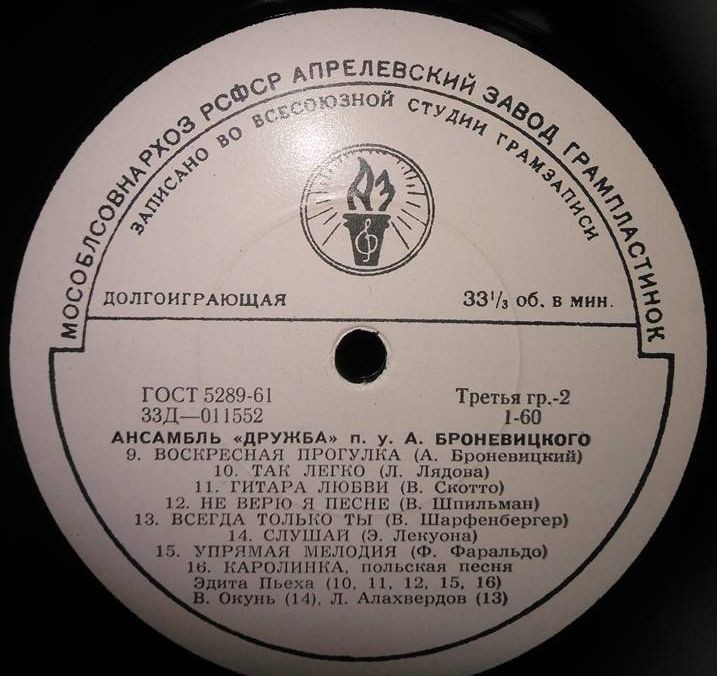 Ансамбль «Дружба», худ. рук. А.Броневицкий