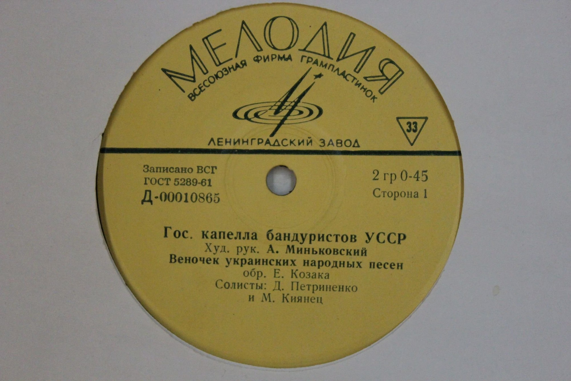 ГОС. КАПЕЛЛА БАНДУРИСТОВ УКРАИНСКОЙ ССР