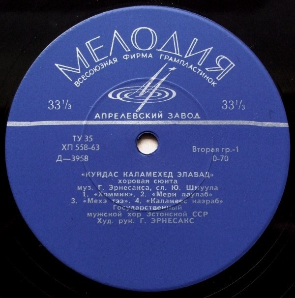 Густав Эрнесакс: Как живут рыбаки (Куйдас каламехед элавад), хоровая сюита