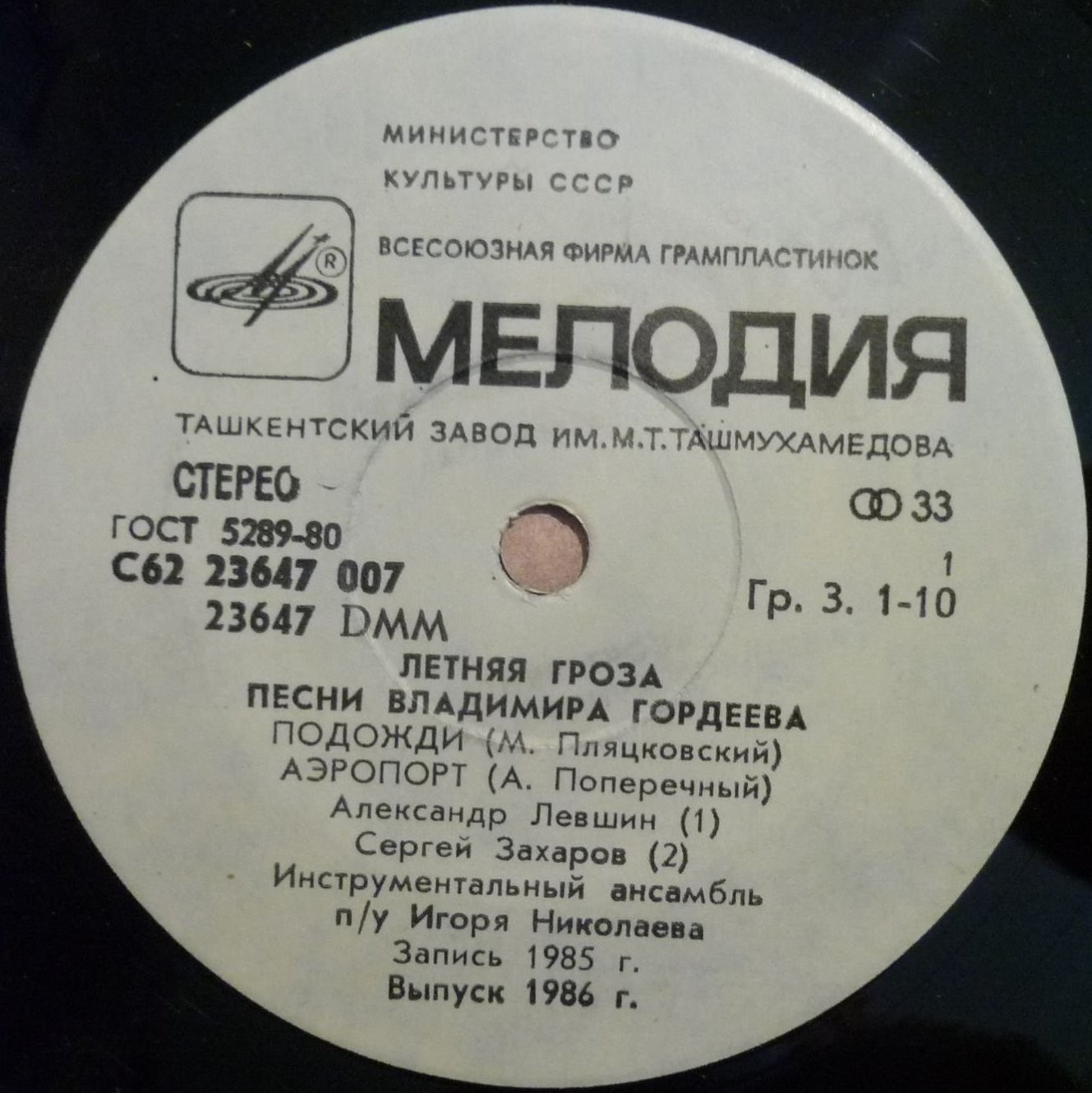 «Летняя гроза». Песни Владимира ГОРДЕЕВА