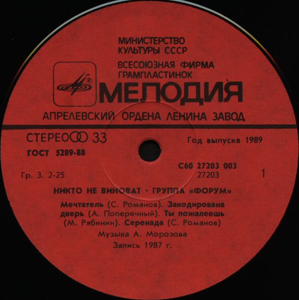 Группа "Форум". Никто не виноват