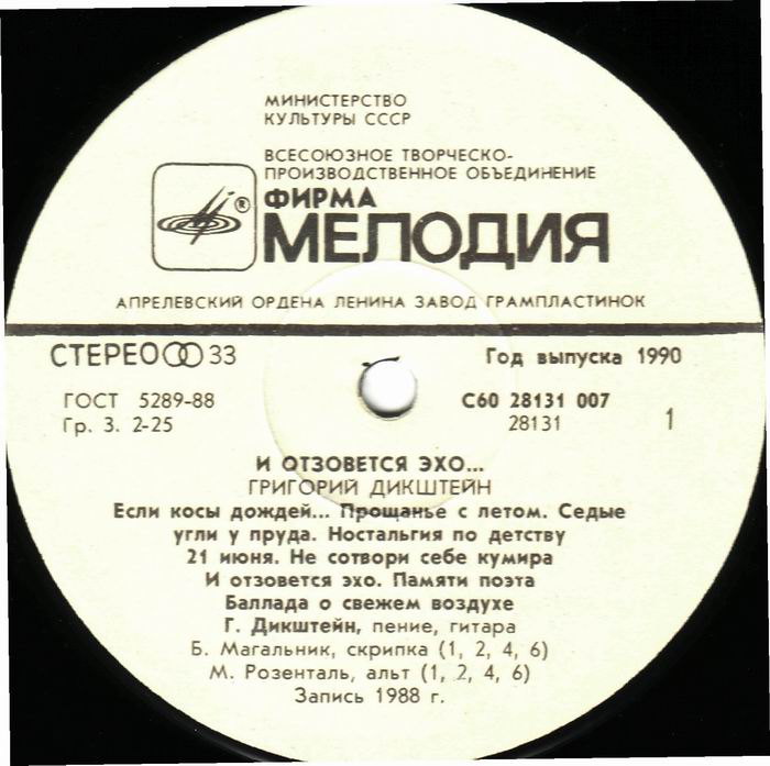 Григорий Дикштейн. И отзовётся эхо…