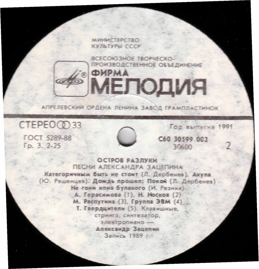 Остров разлуки. Песни Александра Зацепина