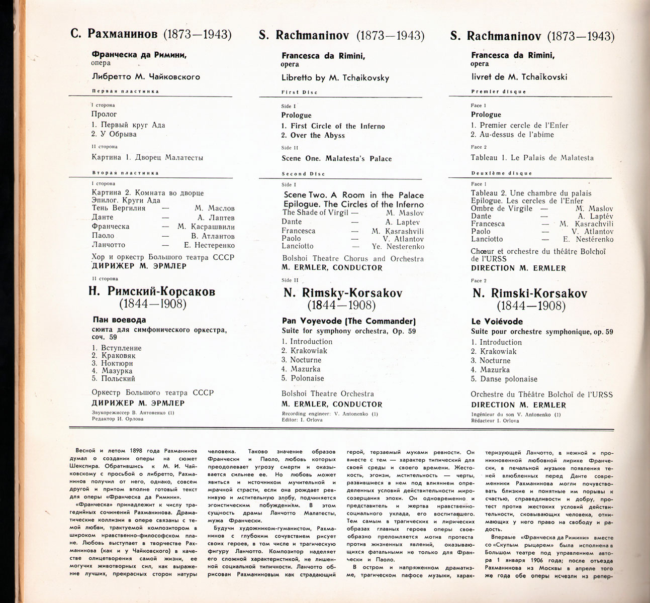 С. Рахманинов. Франческа да Римини (опера)