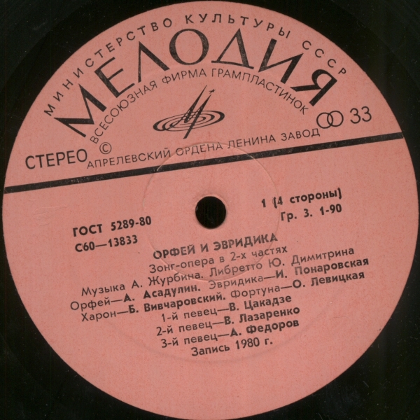 Орфей и Эвридика (Зонг-опера в 2-х частях)