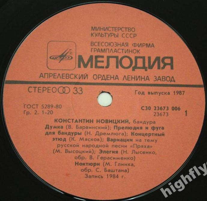 Константин Новицкий, бандура