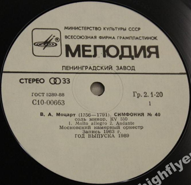 В. А. МОЦАРТ Симфонии № 40, № 24 (Московский камерный оркестр, Р. Баршай)