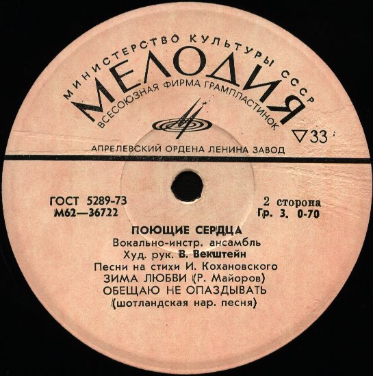 ВИА "Поющие сердца" - Песни на стихи И. Кохановского