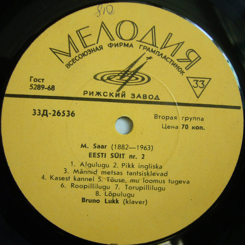 М. СААР (1882-1963): Сочинения для ф-но, Эстонская сюита №2 (Б. Лукк)
