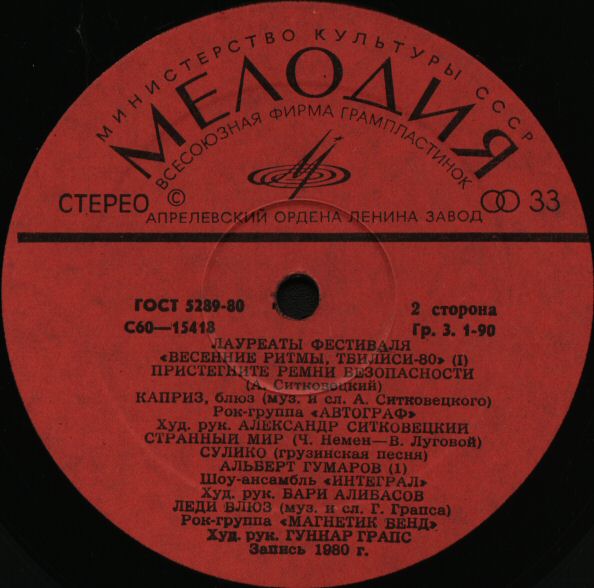 Лауреаты фестиваля "ВЕСЕННИЕ РИТМЫ".  Тбилиси-80