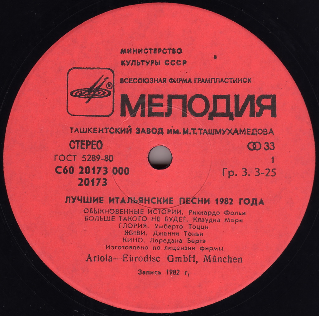 Лучшие итальянские песни 1982 года