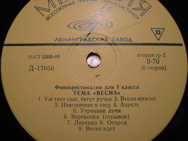 ФОНОХРЕСТОМАТИЯ для I класса (1/3): Темы "Зима" и "Весна"