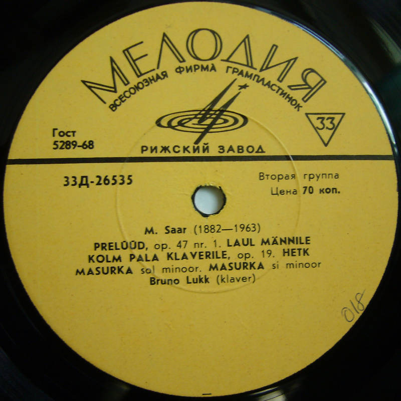 М. СААР (1882-1963): Сочинения для ф-но, Эстонская сюита №2 (Б. Лукк)