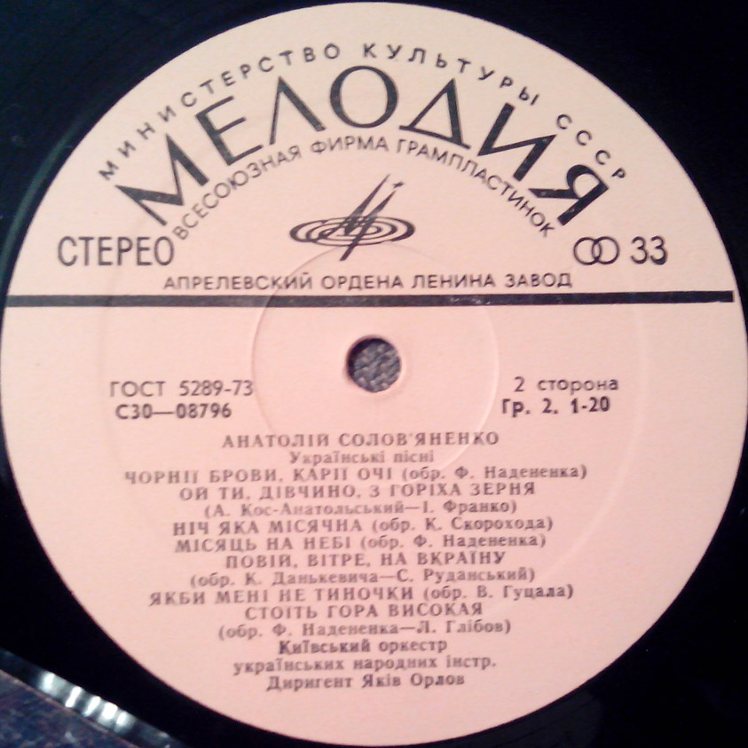 Анатолій Солов'яненко співає українські пісні . Анатолий Соловьяненко  поёт украинские песни. Дир. Яков Орлов