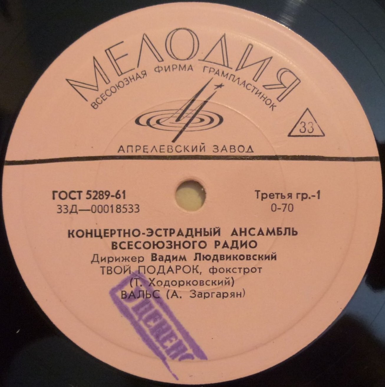 КОНЦЕРТНО-ЭСТРАДНЫЙ АНСАМБЛЬ ВР, дир. В. ЛЮДВИКОВСКИЙ