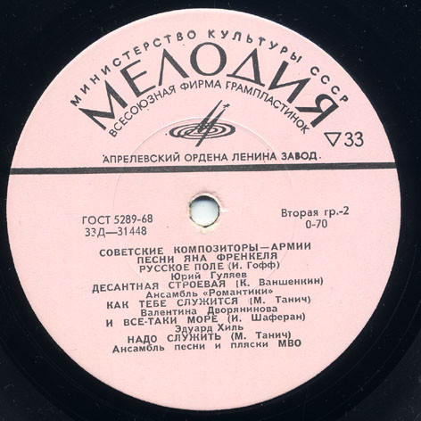 Песни Яна ФРЕНКЕЛЯ. Из цикла «Советские композиторы – Армии»