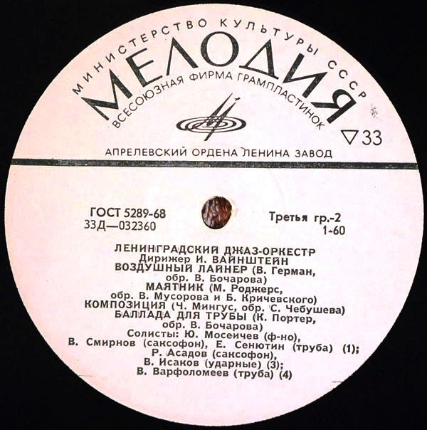 ДЖАЗ-ОРКЕСТР п/у Иосифа Вайнштейна