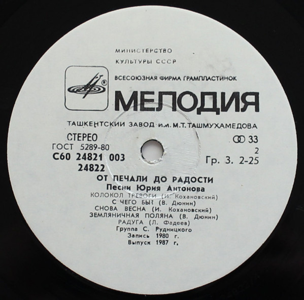 Песни Юрия Антонова - От печали до радости
