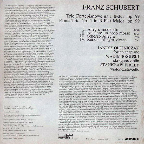 Franz Schubert - Trio fortepianowe Nr.1 B-dur Op.99 [по заказу польской фирмы TONPRESS]