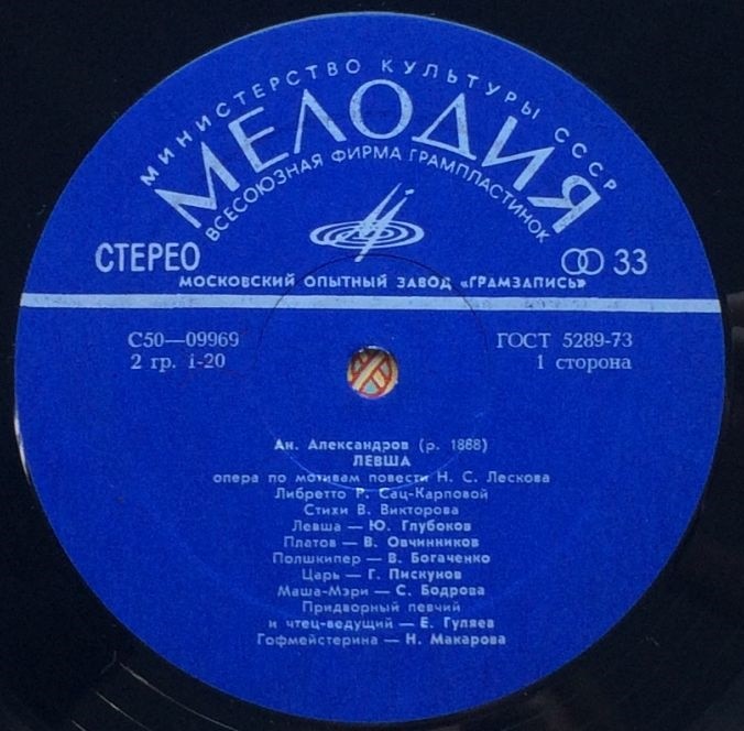 Ан. АЛЕКСАНДРОВ. Левша, опера по мотивам повести Н. Лескова