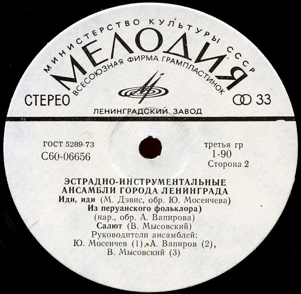 ЭСТРАДНО-ИНСТРУМЕНТАЛЬНЫЕ АНСАМБЛИ ГОРОДА ЛЕНИНГРАДА