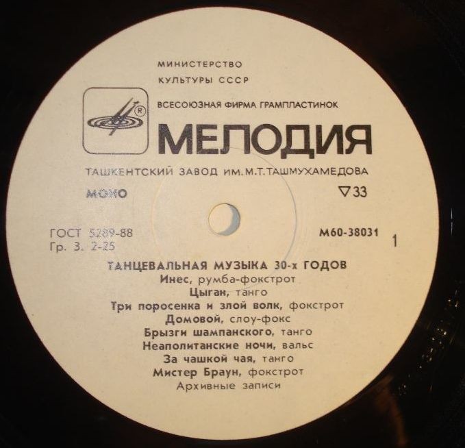 Танцевальная музыка 30-х годов