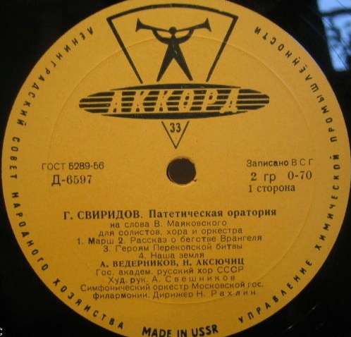 Г. Свиридов: Патетическая оратория на сл. В. Маяковского