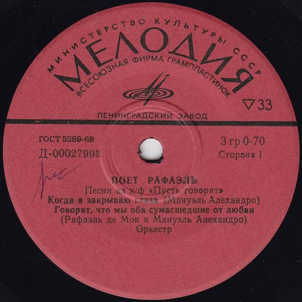 Поёт Рафаэль (Испания). Песни из к/ф «Пусть говорят»
