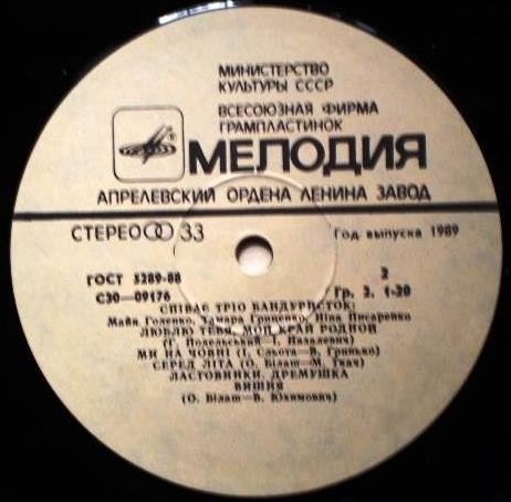 ПОЁТ ТРИО БАНДУРИСТОК: Майя Голенко, Тамара Гриценко, Нина Писаренко (Співає тріо бандуристок) - на украинском языке